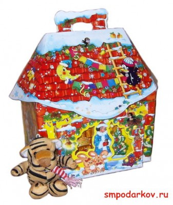 Новогодний подарок "Домик с загадками" + игрушка брелок тигр
