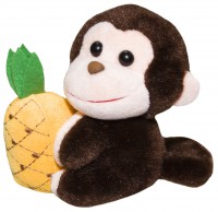 Мягкая игрушка №5 - обезьянка с фруктом на присоске в асс. (разные цвета)